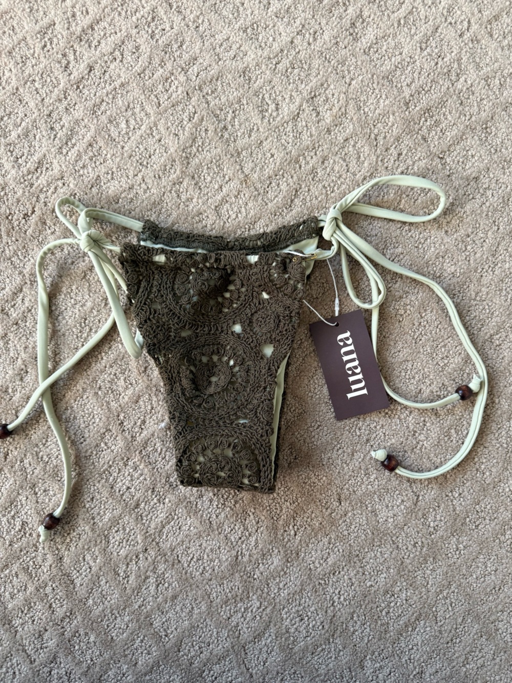 Luana Olive Crochet Bikini Bottom - Olive NWT